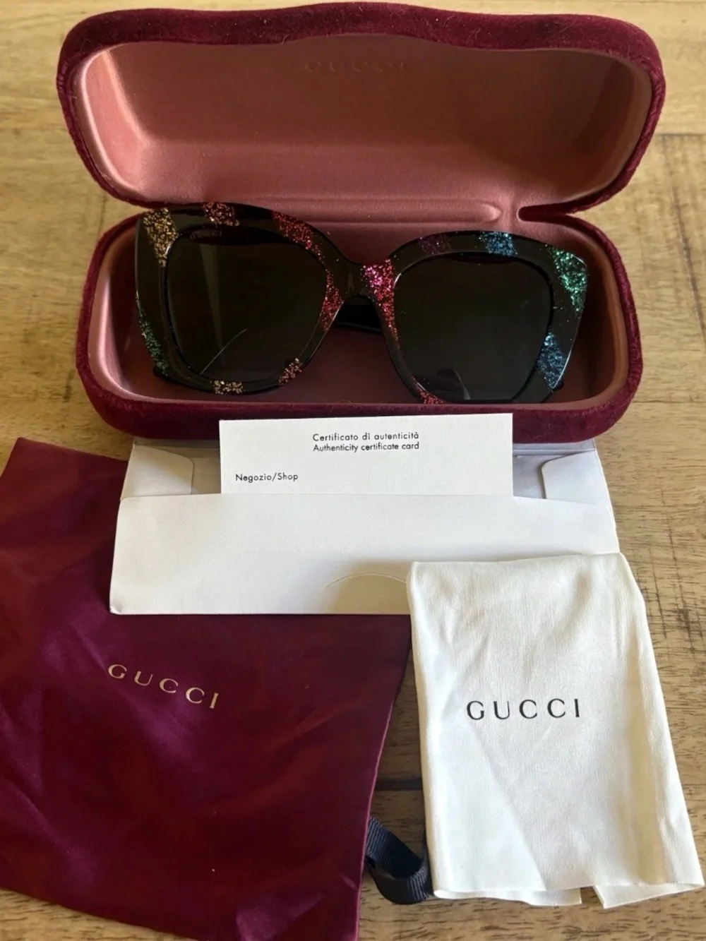 Authentic Gucci Oversized Rainbow Cat Eye Frame Tinted Sunglasses